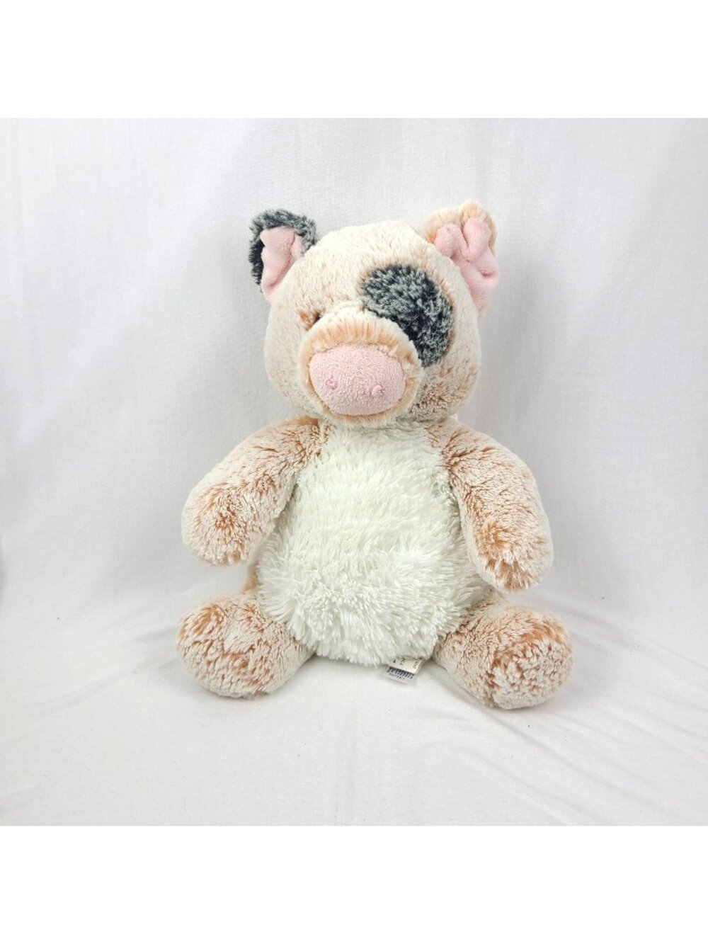 Aurora Sweet & Softer Percy Pig Pink Gray Cream Plush Stuffed Animal Sitting